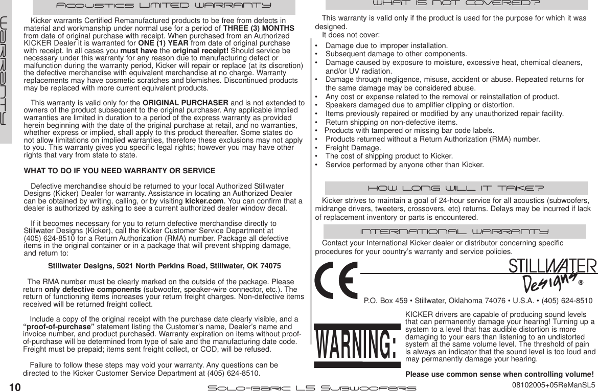 Page 10 of 12 - Kicker Kicker-L5-Users-Manual-  Kicker-l5-users-manual