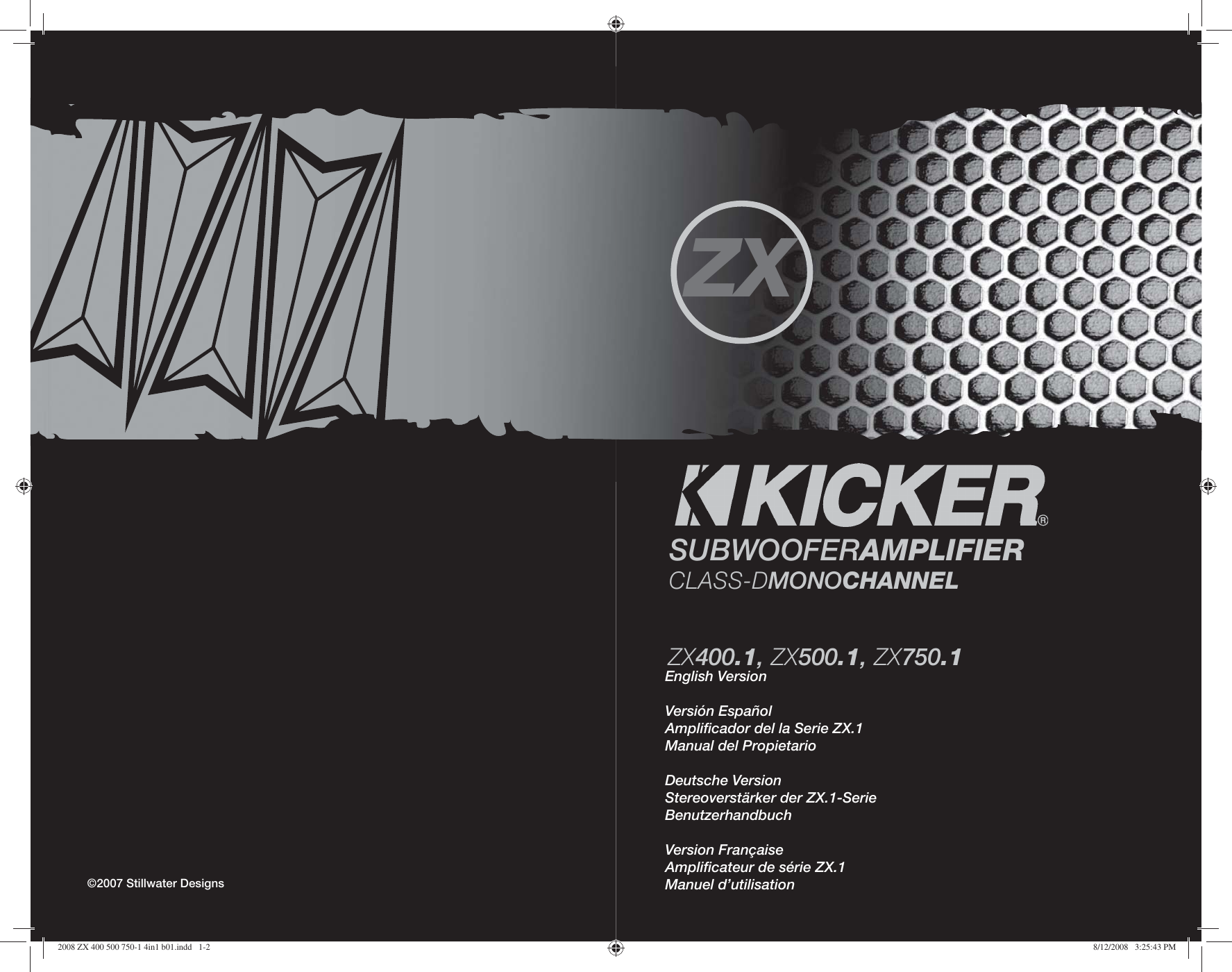 Page 1 of 10 - Kicker Kicker-Zx-Series-Zx500-1-Users-Manual- 2008 ZX 400 500 750-1 4in1 B01  Kicker-zx-series-zx500-1-users-manual