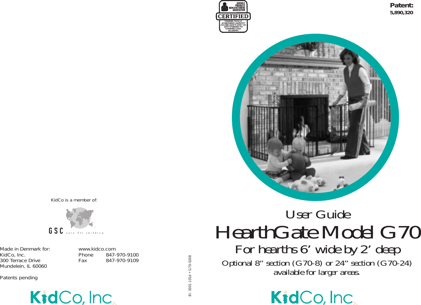 Page 1 of 6 - Kidco Kidco-Hearthgate-G70-Users-Manual- 3001-101d_HearthGate  Kidco-hearthgate-g70-users-manual