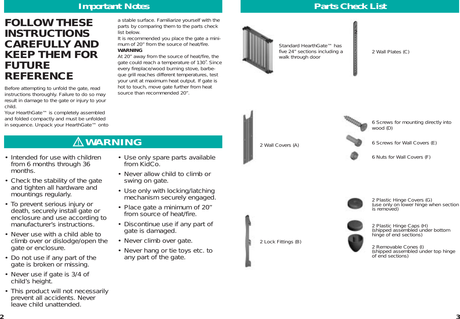 Page 2 of 6 - Kidco Kidco-Hearthgate-G70-Users-Manual- 3001-101d_HearthGate  Kidco-hearthgate-g70-users-manual