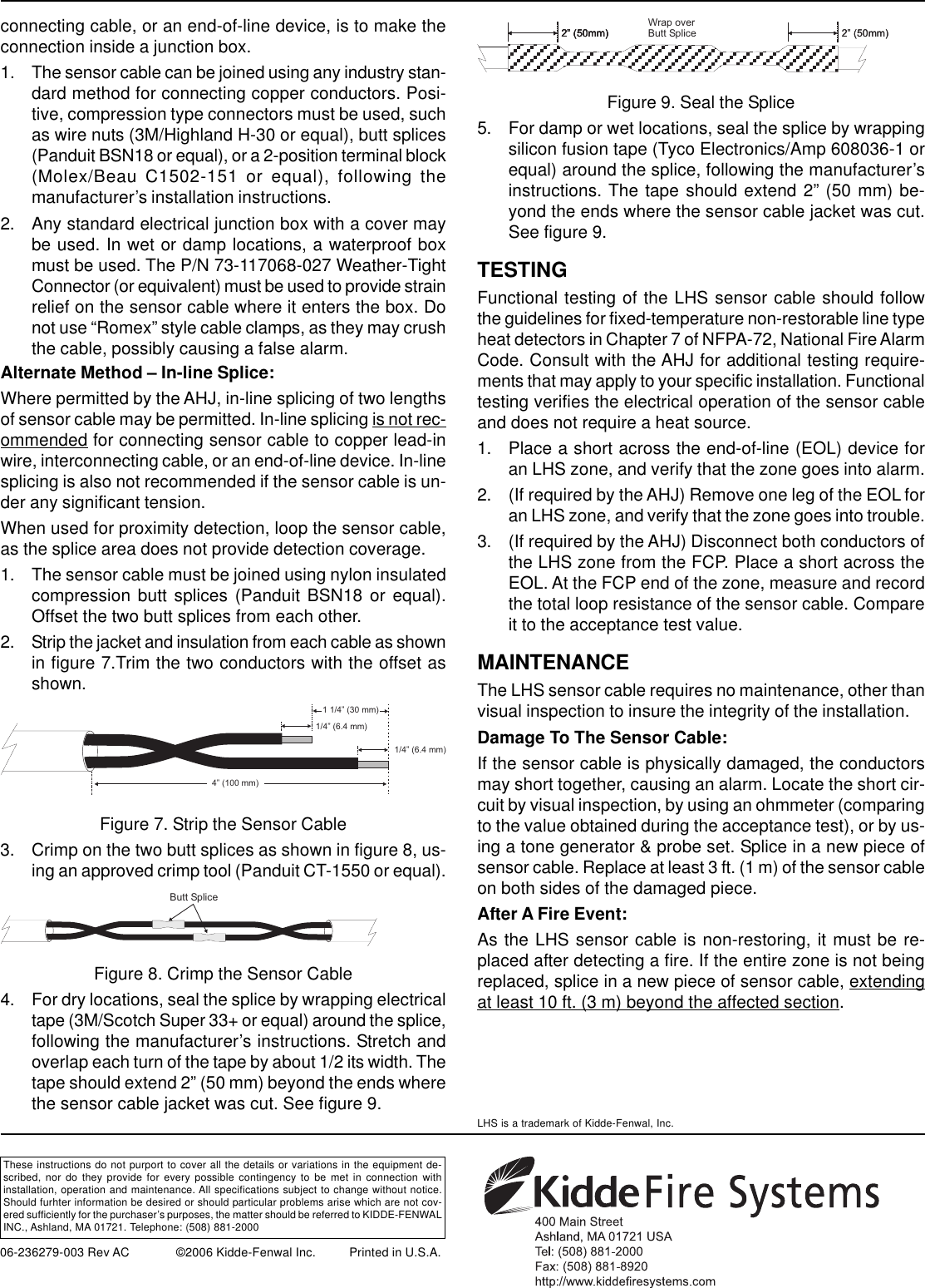 Page 4 of 4 - Kidde-Fire-Systems Kidde-Fire-Systems-Kidde-Fire-Systems-Smoke-Alarm-73-202-Users-Manual- Kidde LHS Linear Heat Sensor  Kidde-fire-systems-kidde-fire-systems-smoke-alarm-73-202-users-manual