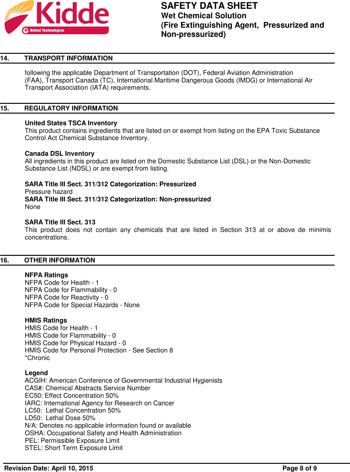 Page 8 of 9 - Kidde Kidde-25074-Data-Sheet- SecStart  Kidde-25074-data-sheet