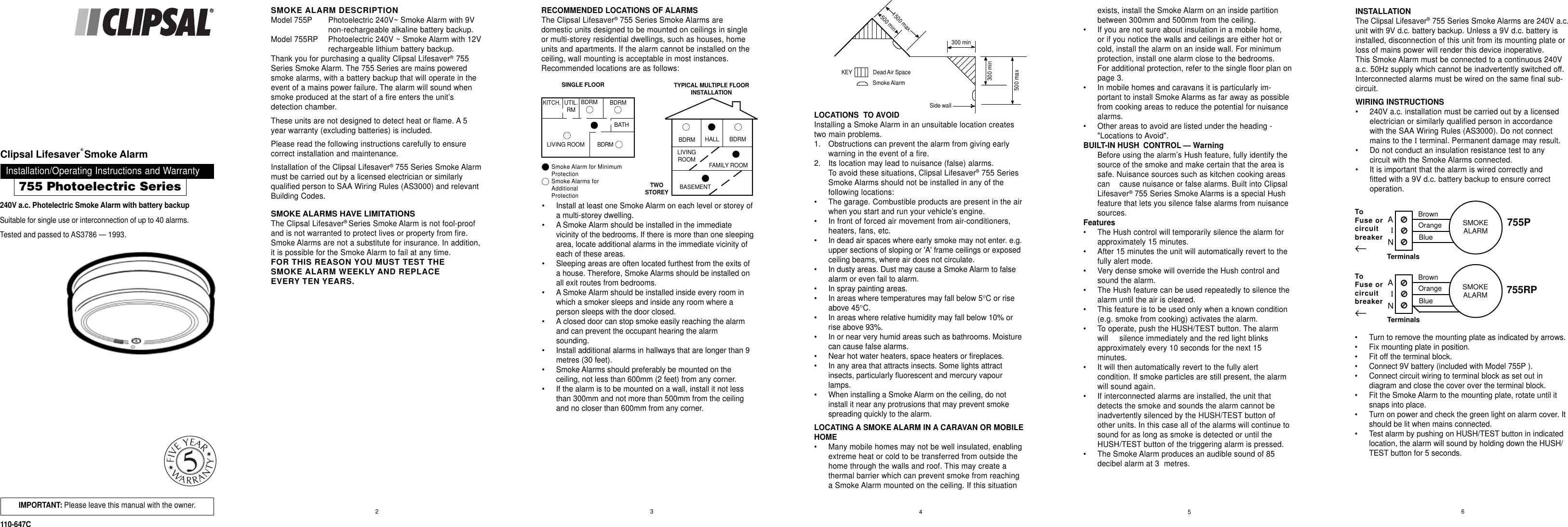 Kidde Clipsal 755P 755Rp Photo Series English 110 Owner S Manual 13450c