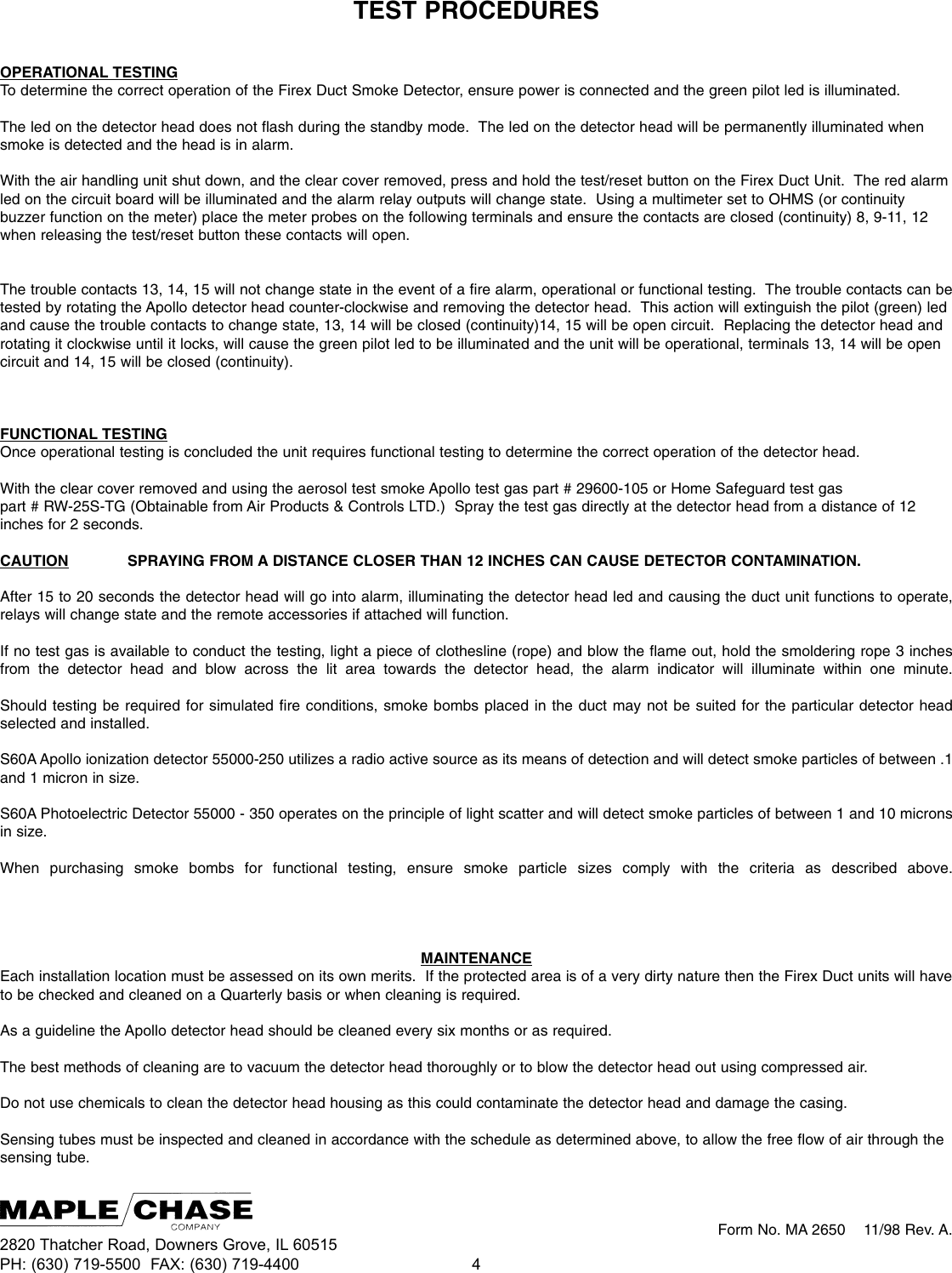 Page 4 of 6 - Kidde Kidde-Firex-2650-560-2650-561-English-Ma2650-Owner-S-Manual MA2650~8