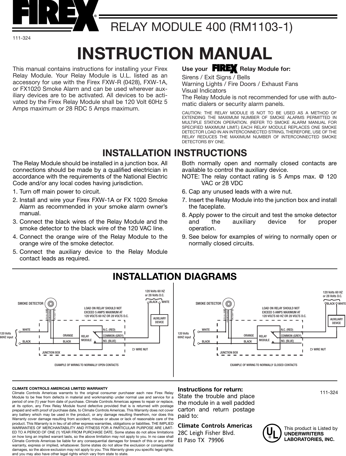 Page 1 of 1 - Kidde Kidde-Firex-400-Rm1103-1-English-111324-Owner-S-Manual 111-324