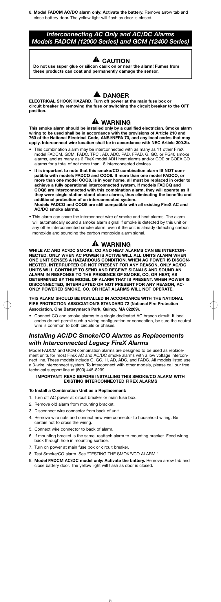 Page 5 of 10 - Kidde Kidde-Firex-Fadcm-Fadcm-B-Gcm-12000-12200-12400-E-Owner-S-Manual 110-1124D English