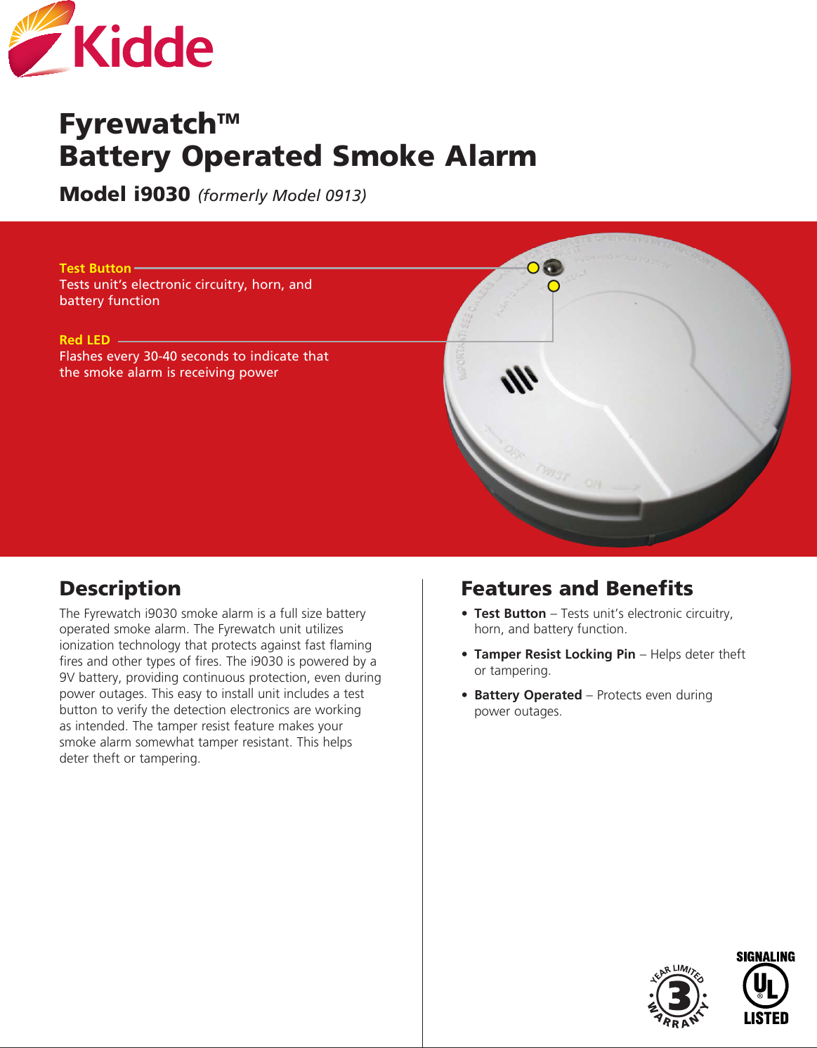 Page 1 of 2 - Kidde Kidde-I9030-Brochure-  Kidde-i9030-brochure