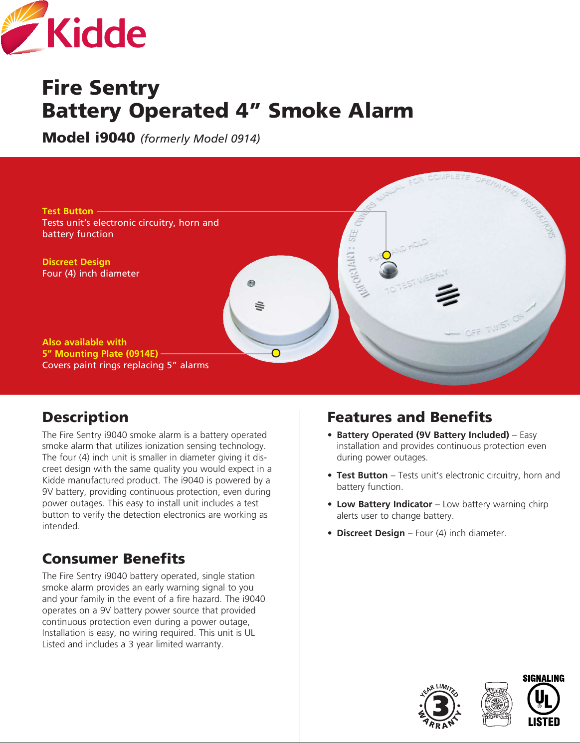 Page 1 of 2 - Kidde Kidde-I9040-Users-Manual- Kidde-i9040-users-manual