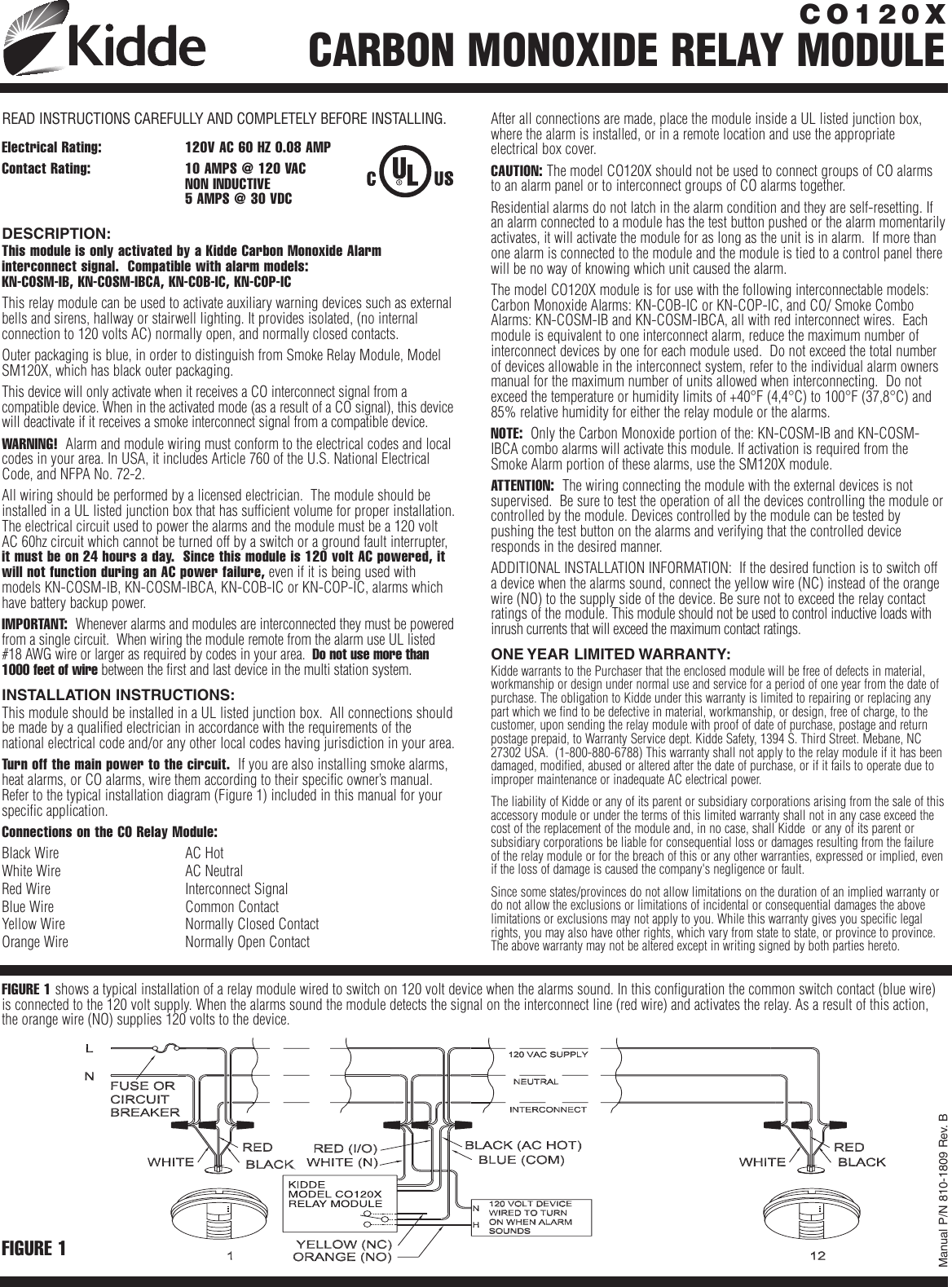 Page 1 of 2 - Kidde Kidde-Kidde-Co120X-English-French-8101809B-Owner-S-Manual CO120X_ENG