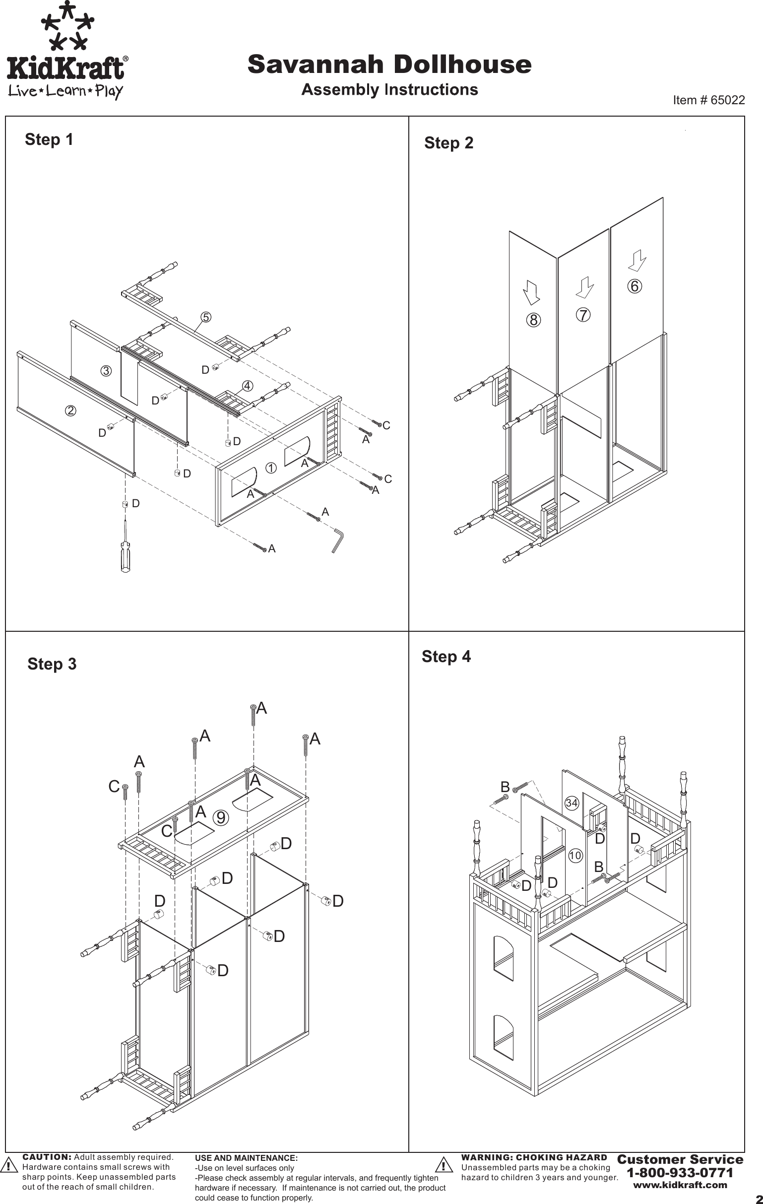 Page 2 of 5 - Kidkraft Kidkraft-65022-Users-Manual- 65022 KK Savannah Dollhose-2  Kidkraft-65022-users-manual