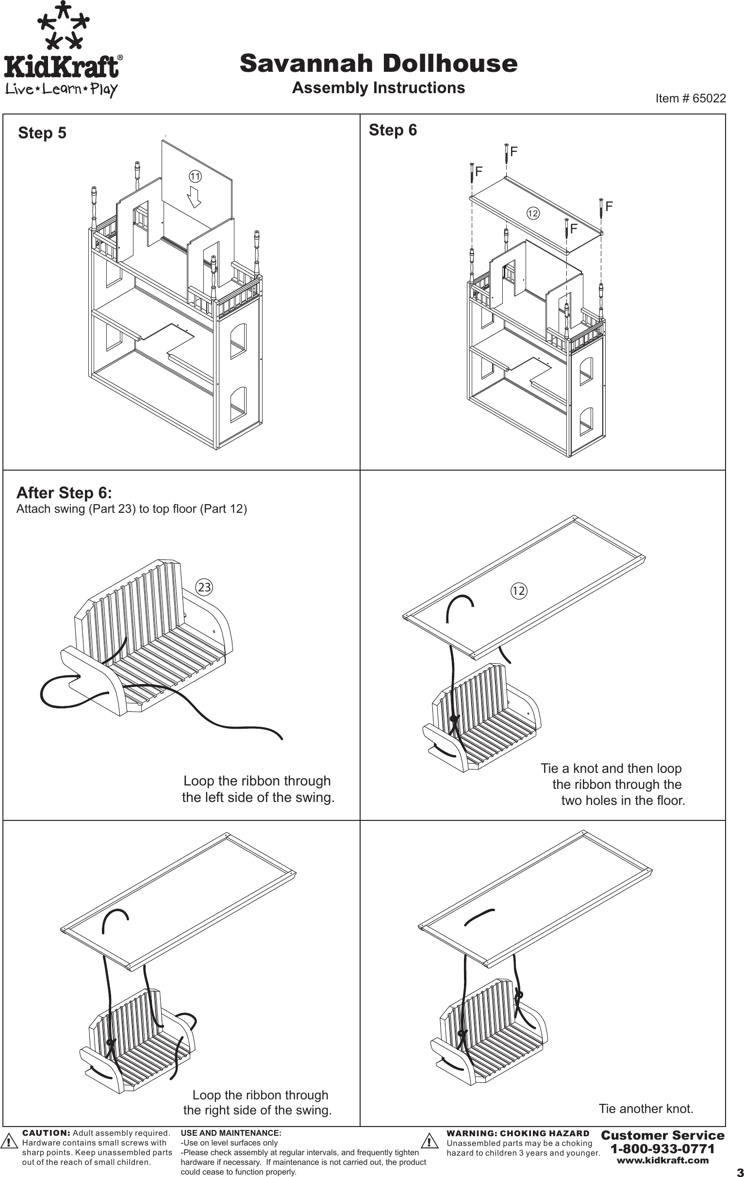 Page 3 of 5 - Kidkraft Kidkraft-65022-Users-Manual- 65022 KK Savannah Dollhose-2  Kidkraft-65022-users-manual