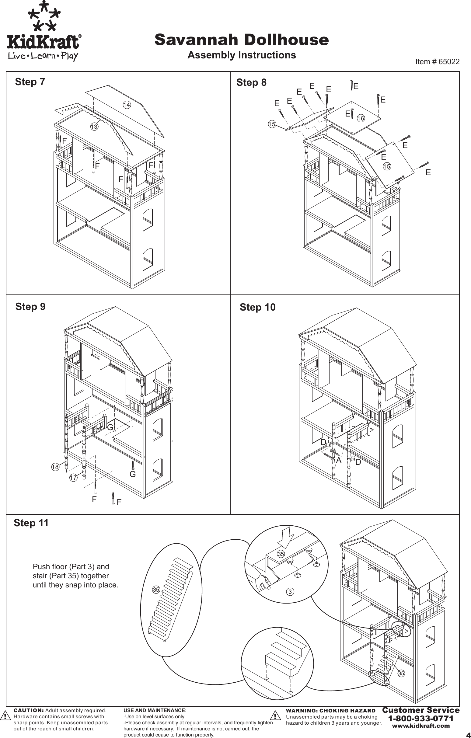 Page 4 of 5 - Kidkraft Kidkraft-65022-Users-Manual- 65022 KK Savannah Dollhose-2  Kidkraft-65022-users-manual