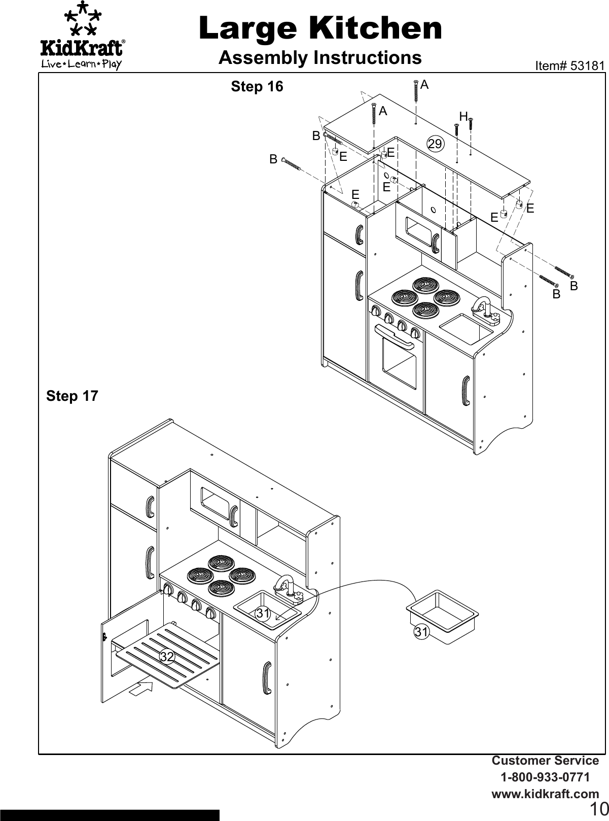 kidkraft large pastel kitchen assembly instructions