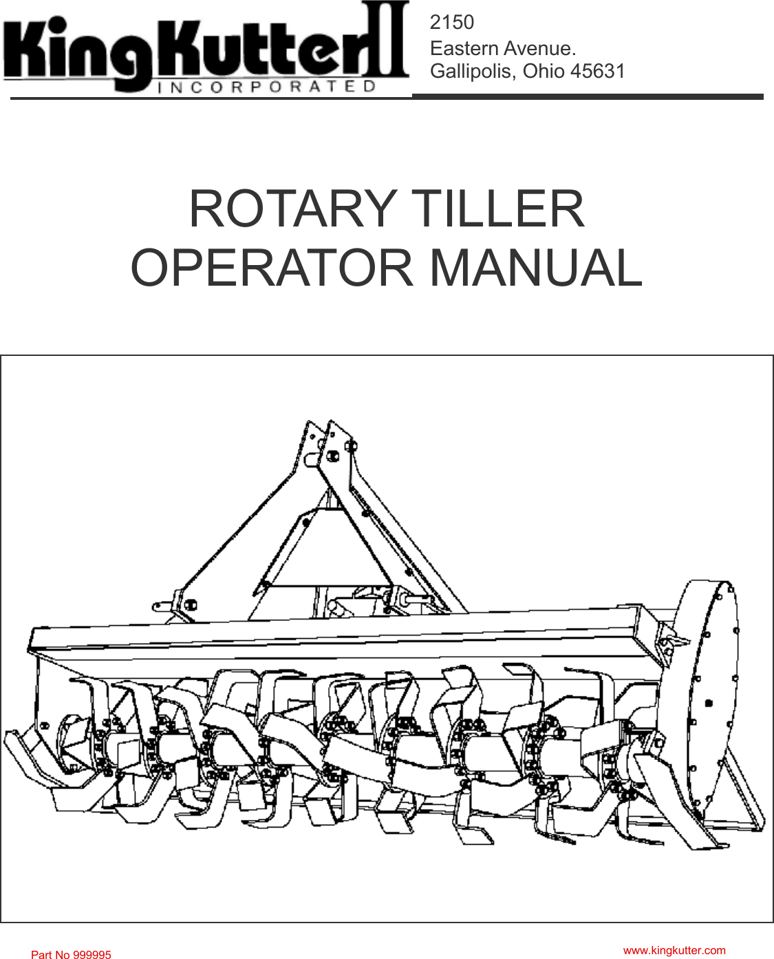 King Kutter Tiller 999995 Users Manual