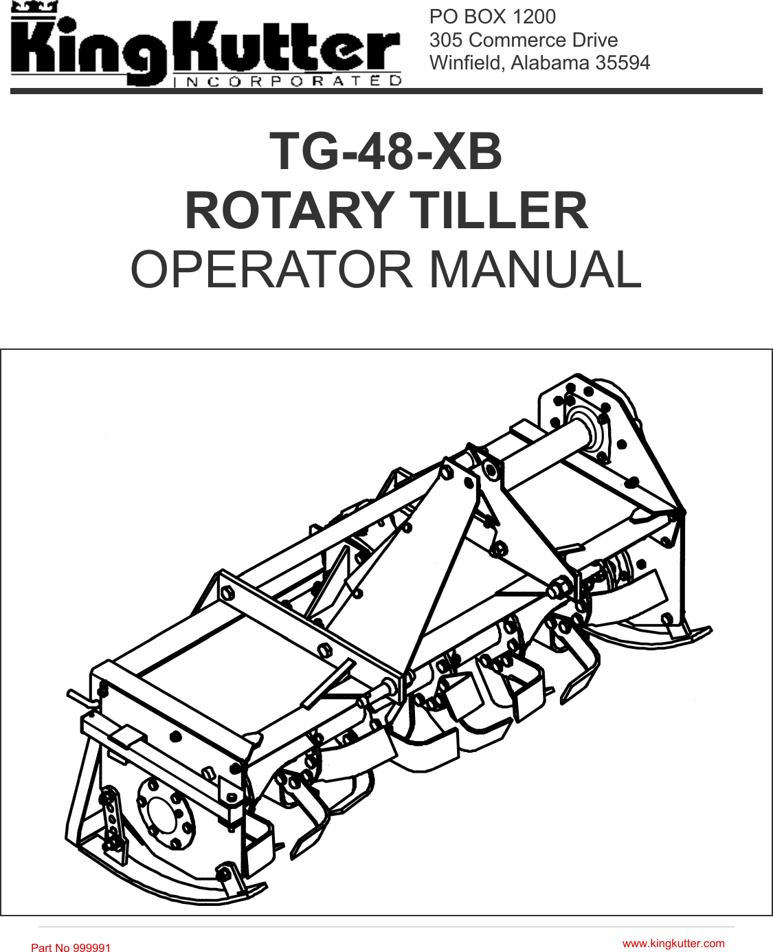 King Kutter Tiller Tg 48 Xb Users Manual