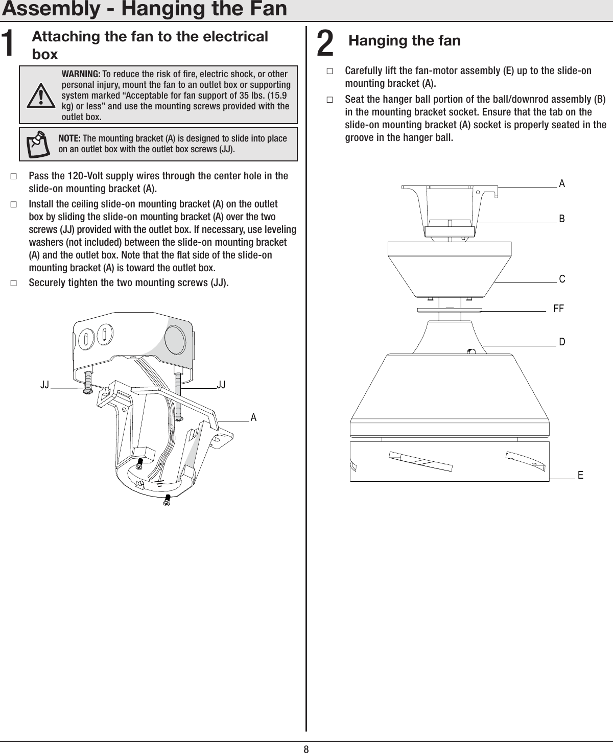 Page 8 of King of Fans 52VENDD-1 52 inch Vendome User Manual 