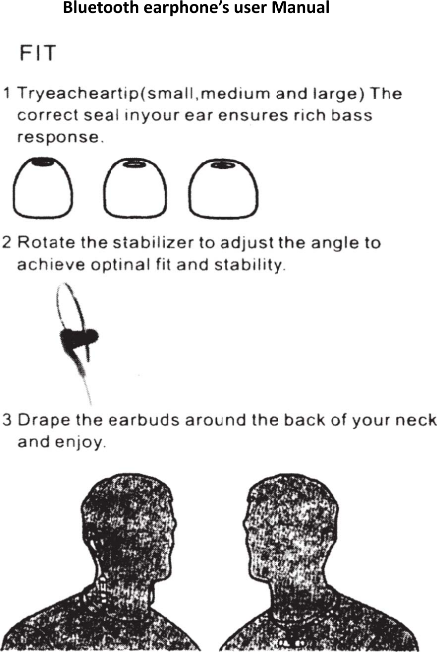 Bluetoooth earrphone’s user MManual  