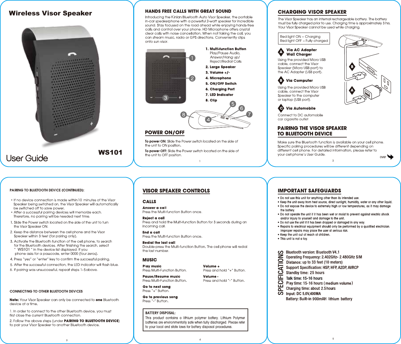 WS101510Wireless Visor Speaker WS101car cigarette outlet