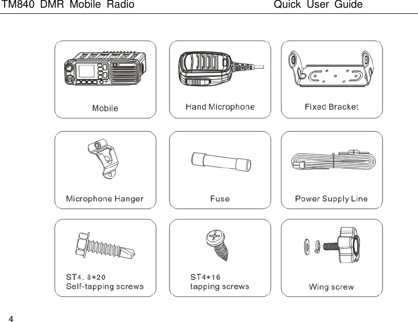 TM840  DMR  Mobile  Radio                                                 Quick  User  Guide  4   