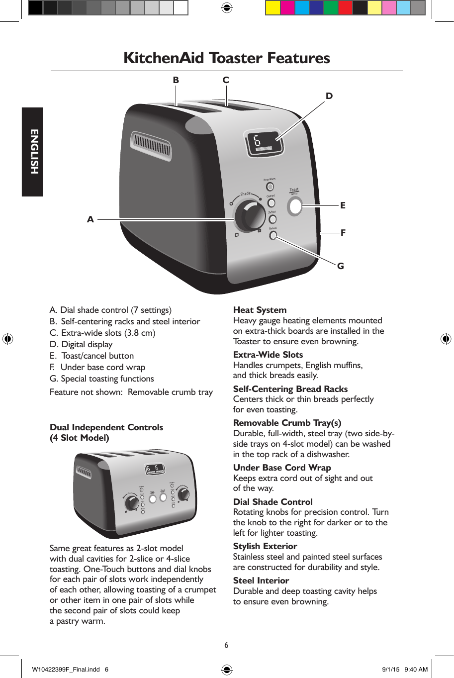 Page 6 of 12 - Kitchenaid 5AKMT423SX0 User Manual  TOASTER - Manuals And Guides 1710618L