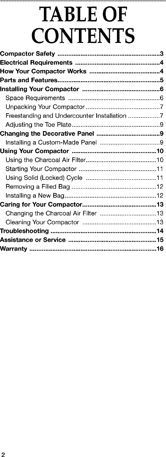 Kitchenaid KCCC151EBL0 User Manual TRASH COMPACTOR Manuals And Guides