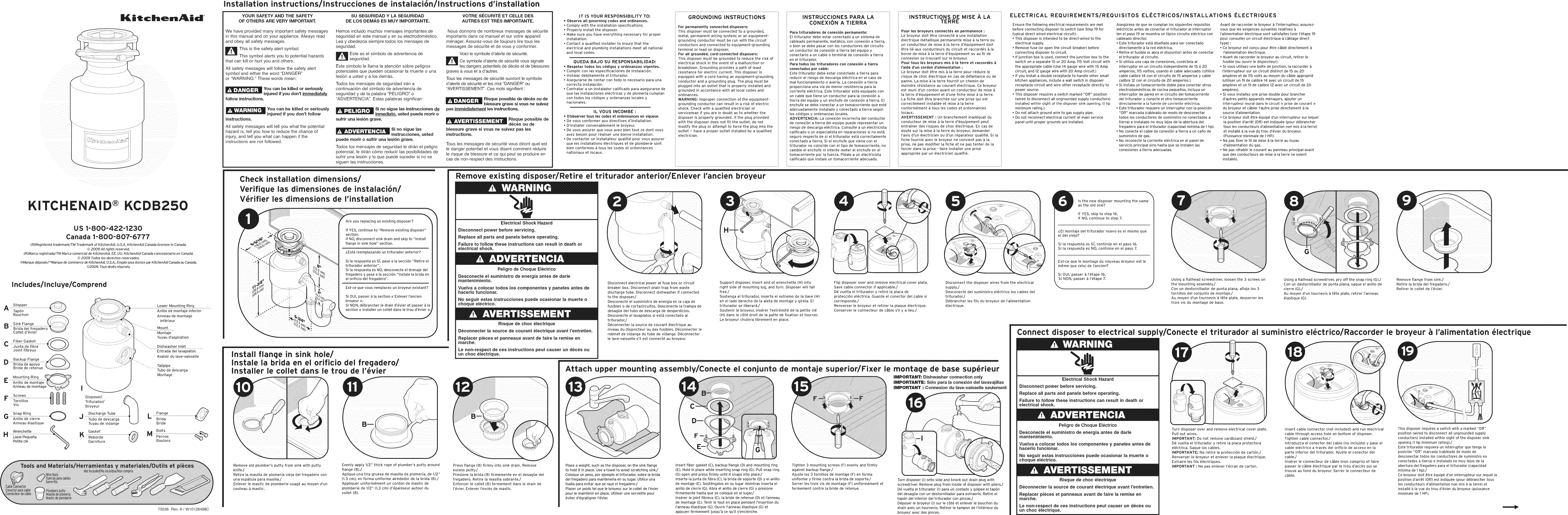 Page 1 of 2 - Kitchenaid KCDB250G3 User Manual  DISPOSER - Manuals And Guides L0912195