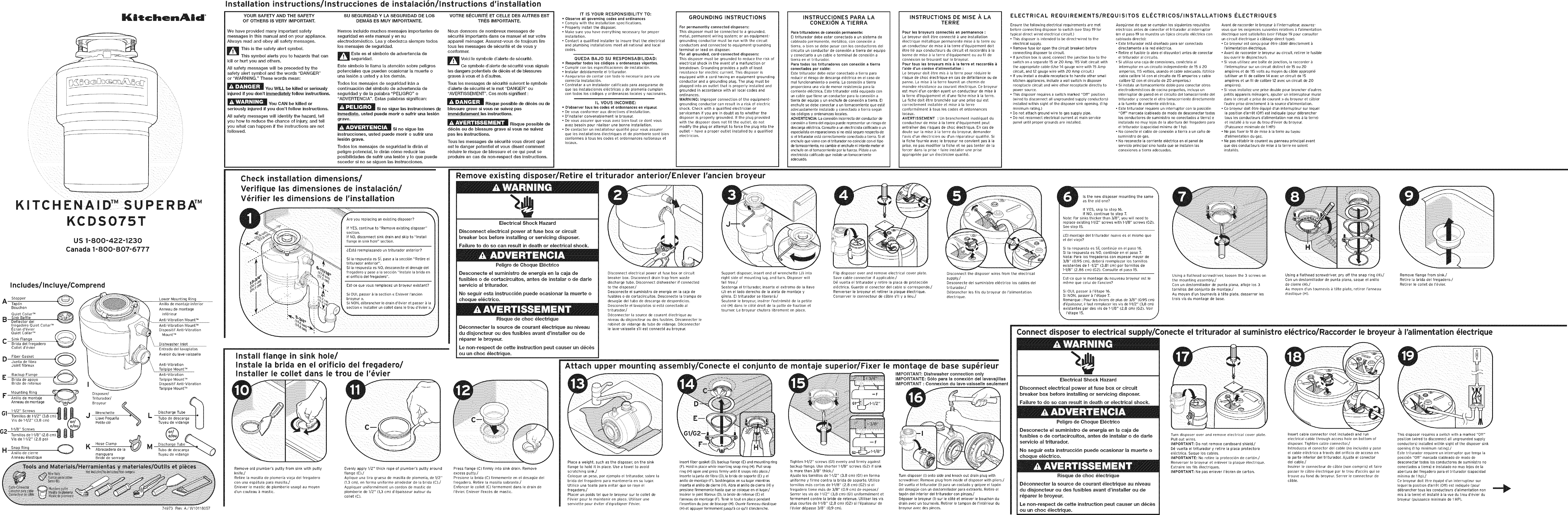 Kitchenaid KCDS075T User Manual DISPOSER Manuals And Guides L0806081