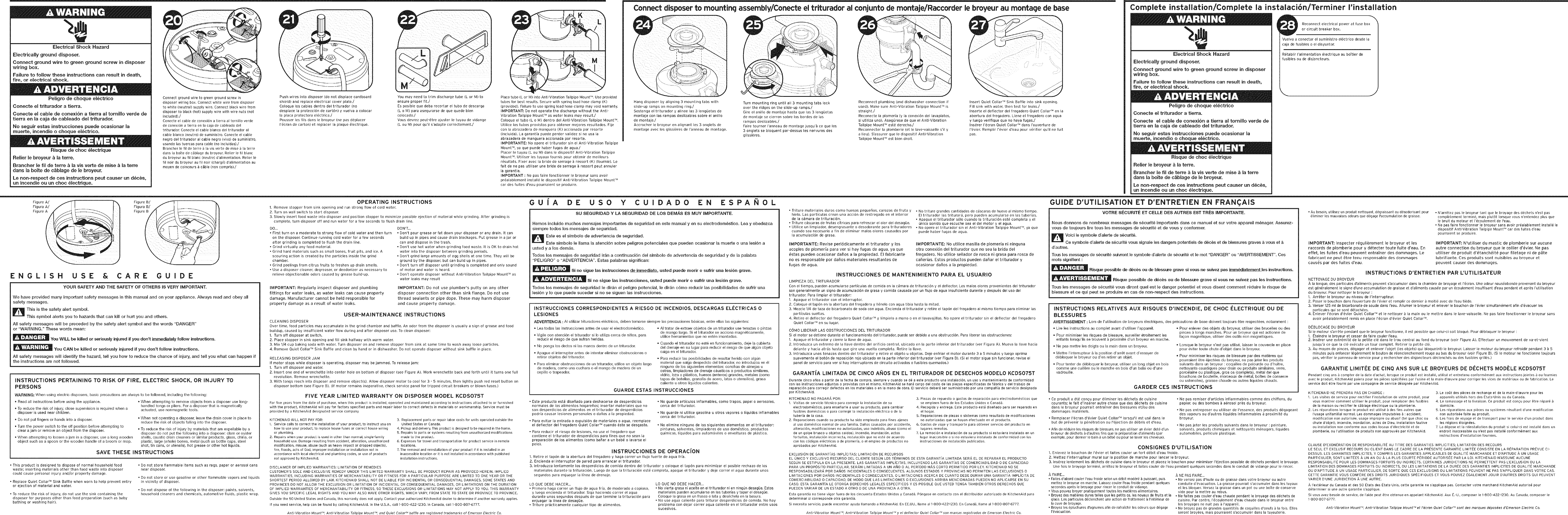 Kitchenaid KCDS075T User Manual DISPOSER Manuals And Guides L0806081