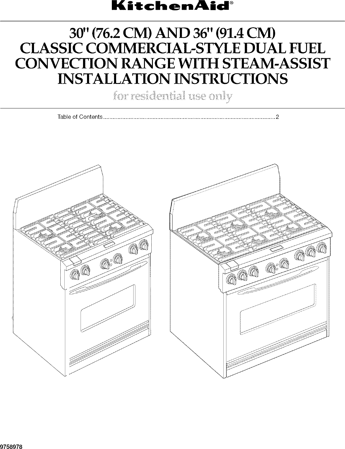 Kitchenaid KDRP767RSS01 User Manual DUAL FUEL FREESTANDING RANGE
