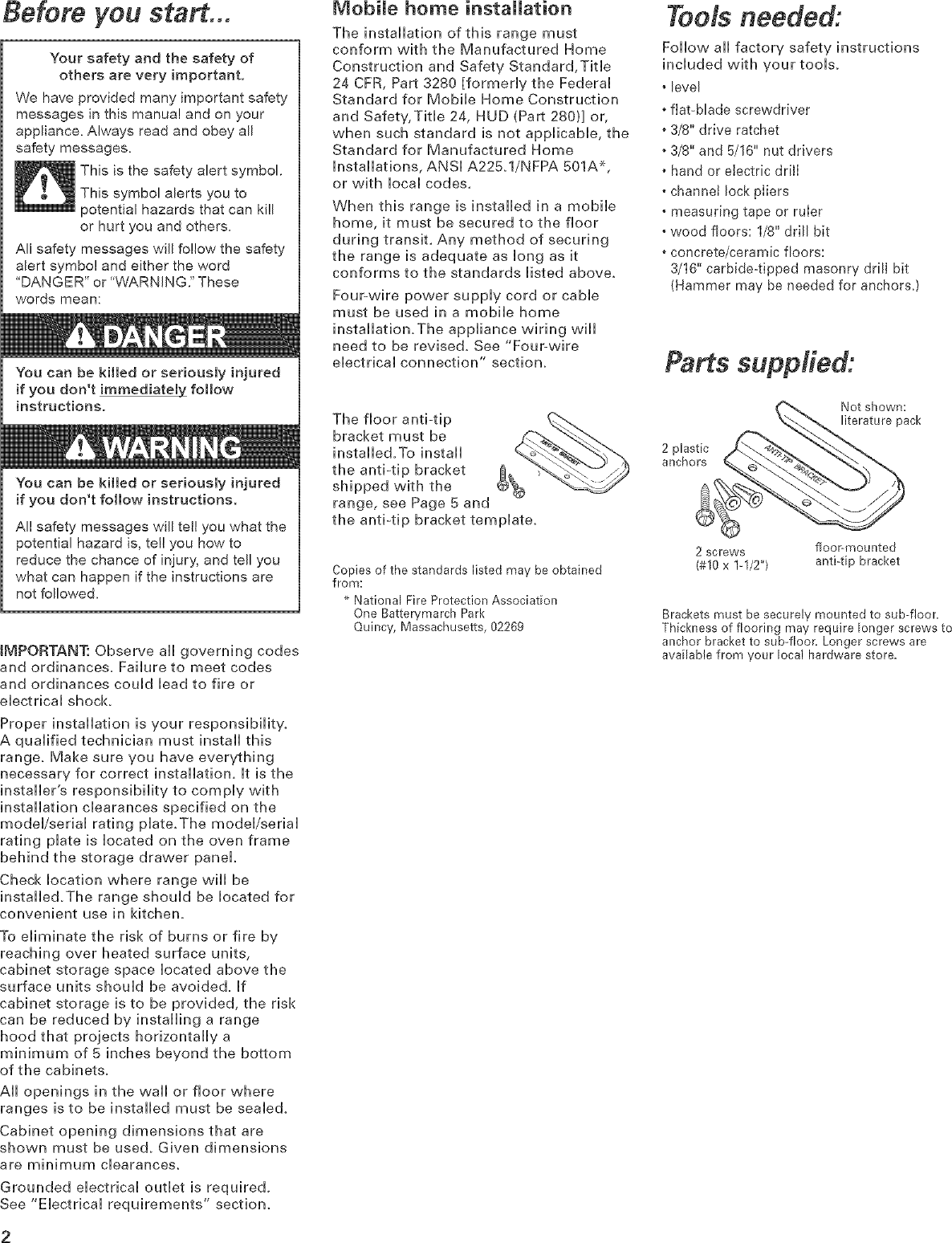 Page 2 of 12 - Kitchenaid KESC308LSS0 User Manual  -IN RANGE - ELECTRIC Manuals And Guides L0503056