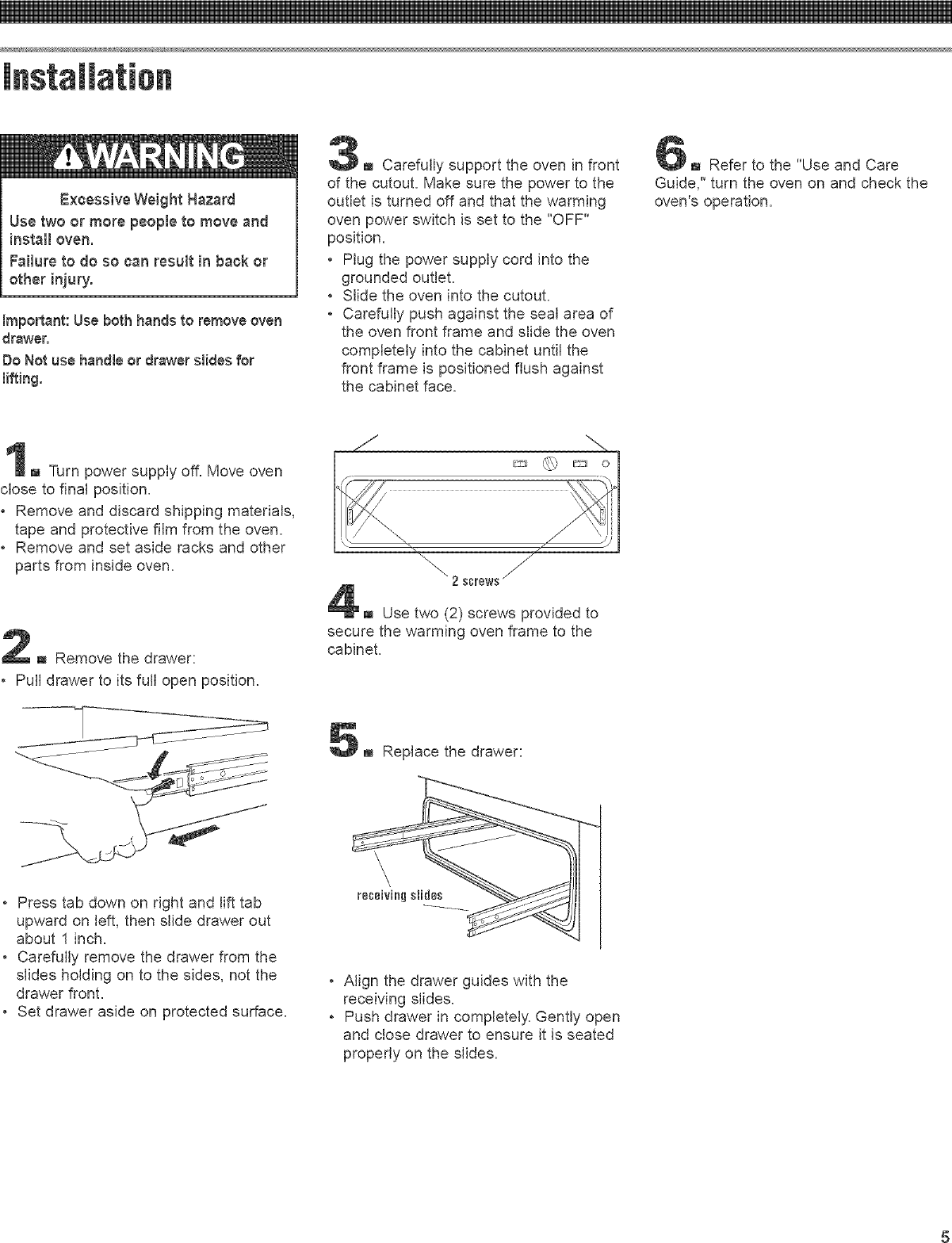 Page 5 of 6 - Kitchenaid KEWD105HBL05 User Manual  WARMING DRAWER - Manuals And Guides L0523331