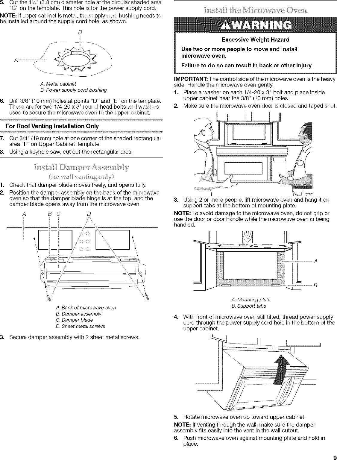 Page 9 of 12 - Kitchenaid KHMS1850SSS0 User Manual  MICROWAVE HOOD COMBO - Manuals And Guides L0705146