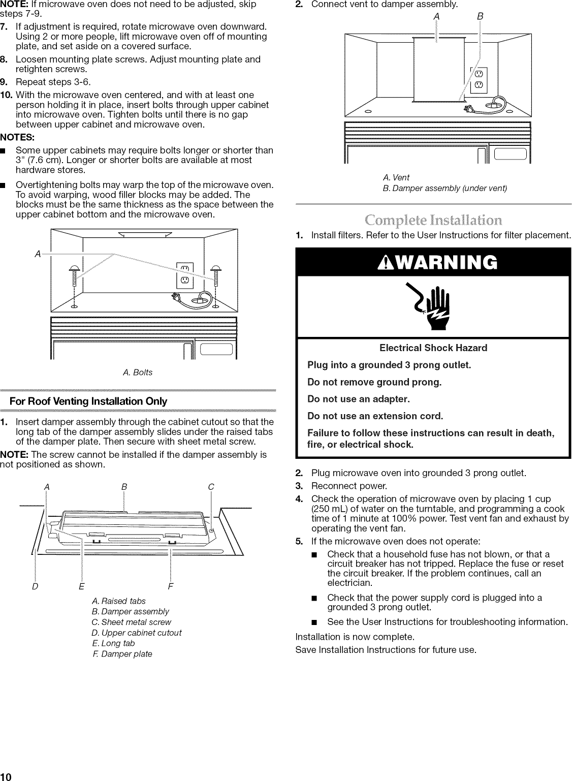 Page 10 of 12 - Kitchenaid KHMS1850SSS2 User Manual  MICROWAVE HOOD COMBO 1.8 CU. FT. - Manuals And Guides L0910045