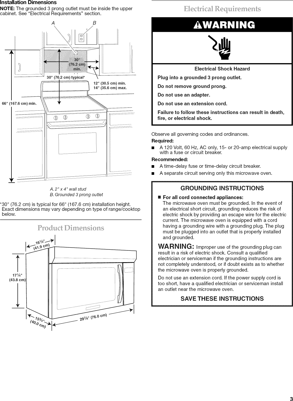 Page 3 of 12 - Kitchenaid KHMS1850SSS2 User Manual  MICROWAVE HOOD COMBO 1.8 CU. FT. - Manuals And Guides L0910045