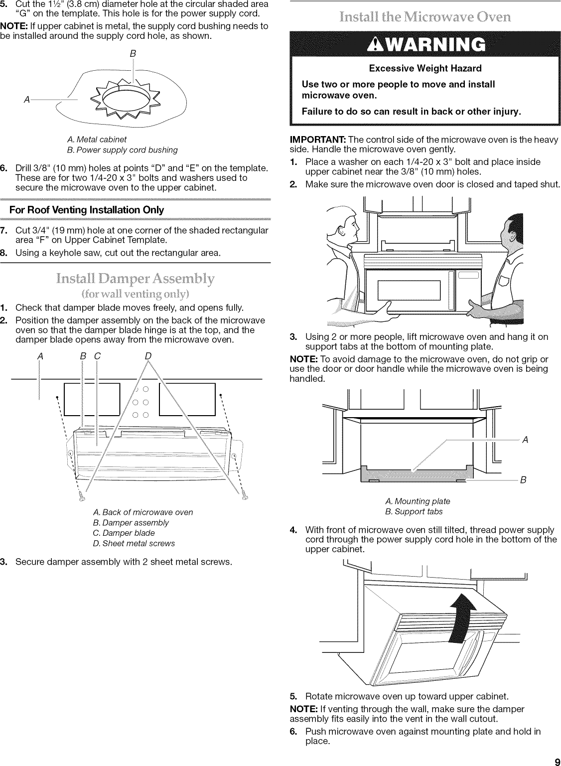 Page 9 of 12 - Kitchenaid KHMS1850SSS2 User Manual  MICROWAVE HOOD COMBO 1.8 CU. FT. - Manuals And Guides L0910045