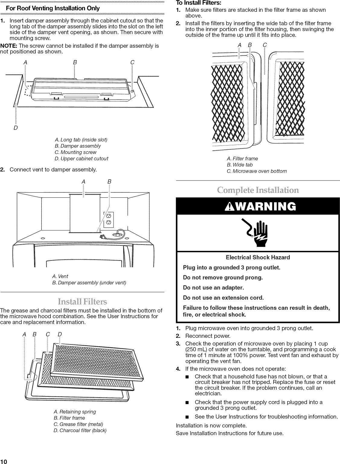 Page 10 of 12 - Kitchenaid KHMS2056SSS4 User Manual  MICROWAVE HOOD COMBO 2.0 CUBIC FEET - Manuals And Guides 1301158L
