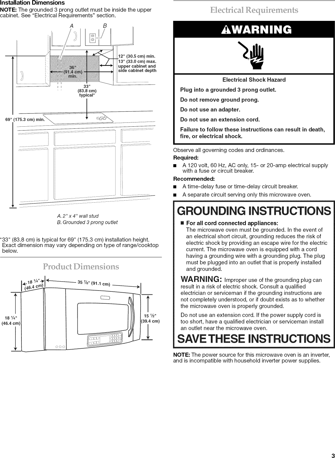 Page 3 of 12 - Kitchenaid KHMS2056SSS4 User Manual  MICROWAVE HOOD COMBO 2.0 CUBIC FEET - Manuals And Guides 1301158L