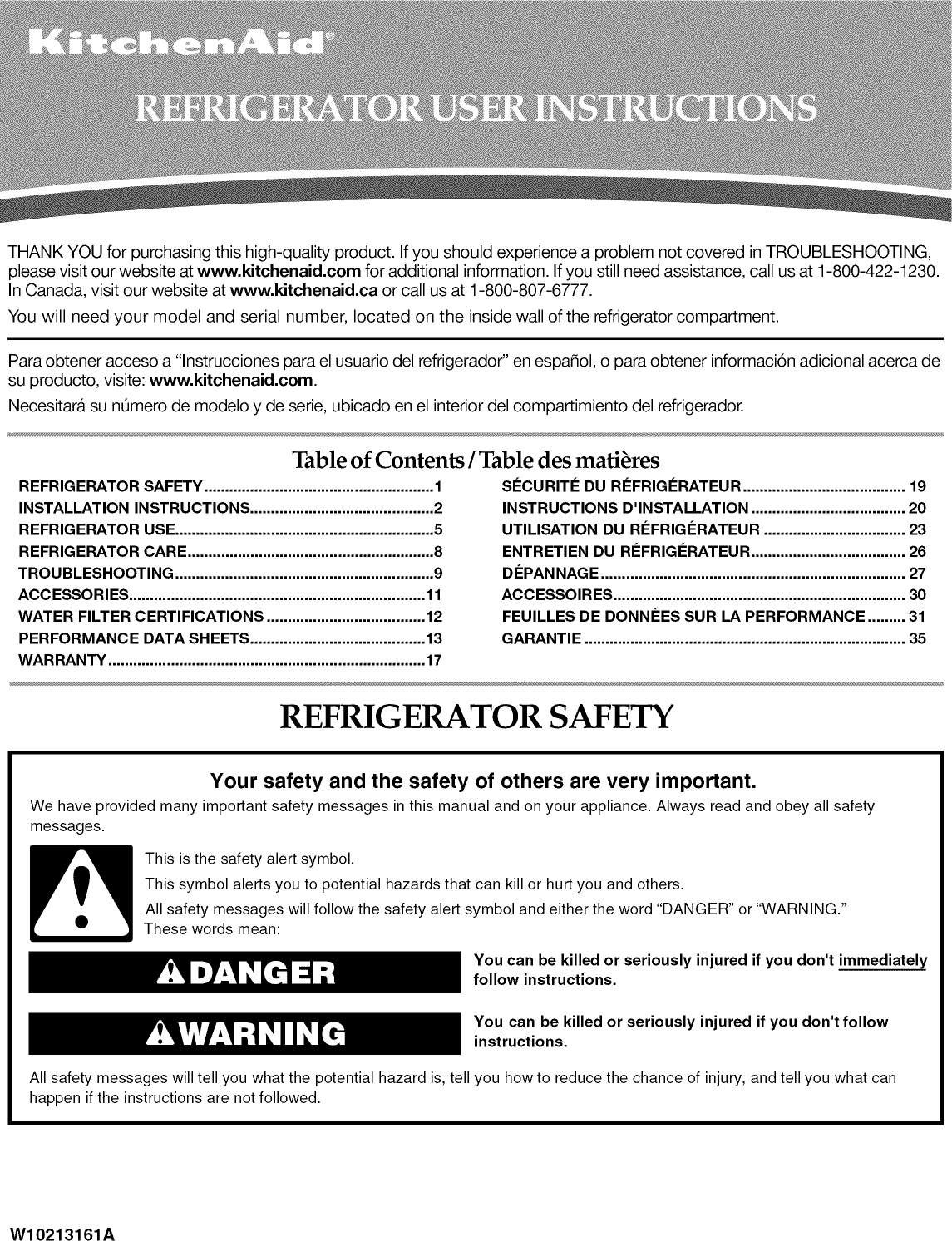 Kitchenaid KSRS22MWMS00 User Manual REFRIGERATOR Manuals And Guides