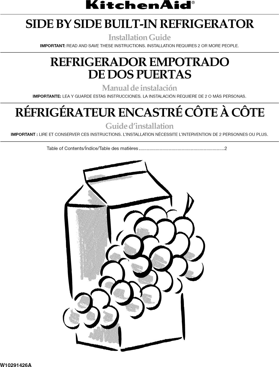 Kitchenaid KSSC36QTS04 User Manual BUILT IN REFRIGERATOR Manuals And