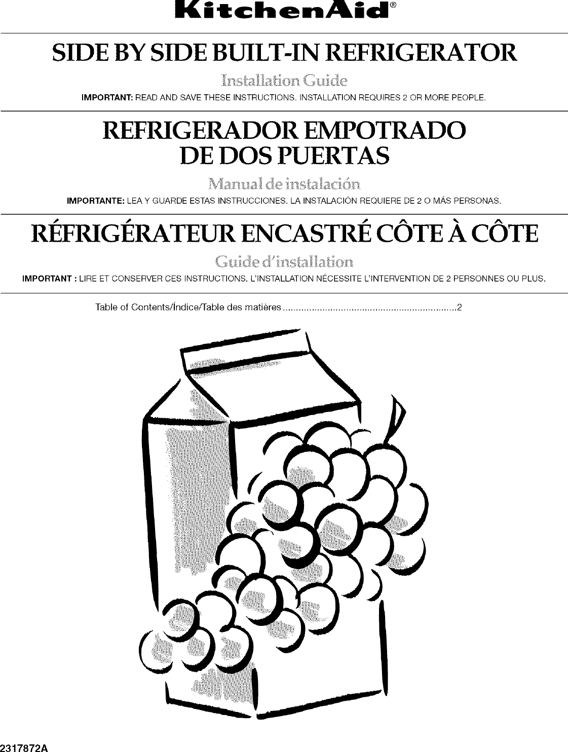 Kitchenaid KSSC42FMS03 User Manual BUILT IN REFRIGERATOR Manuals And