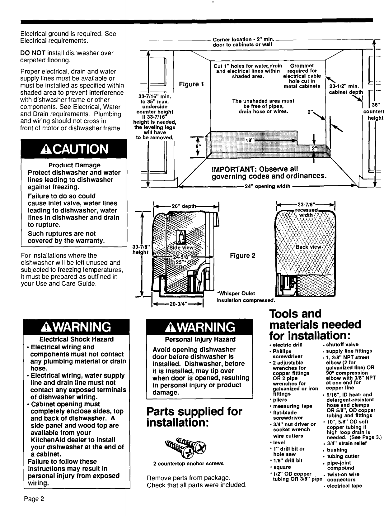 Page 2 of 8 - Kitchenaid KUDI220T5 User Manual  DISHWASHER - Manuals And Guides L0907467