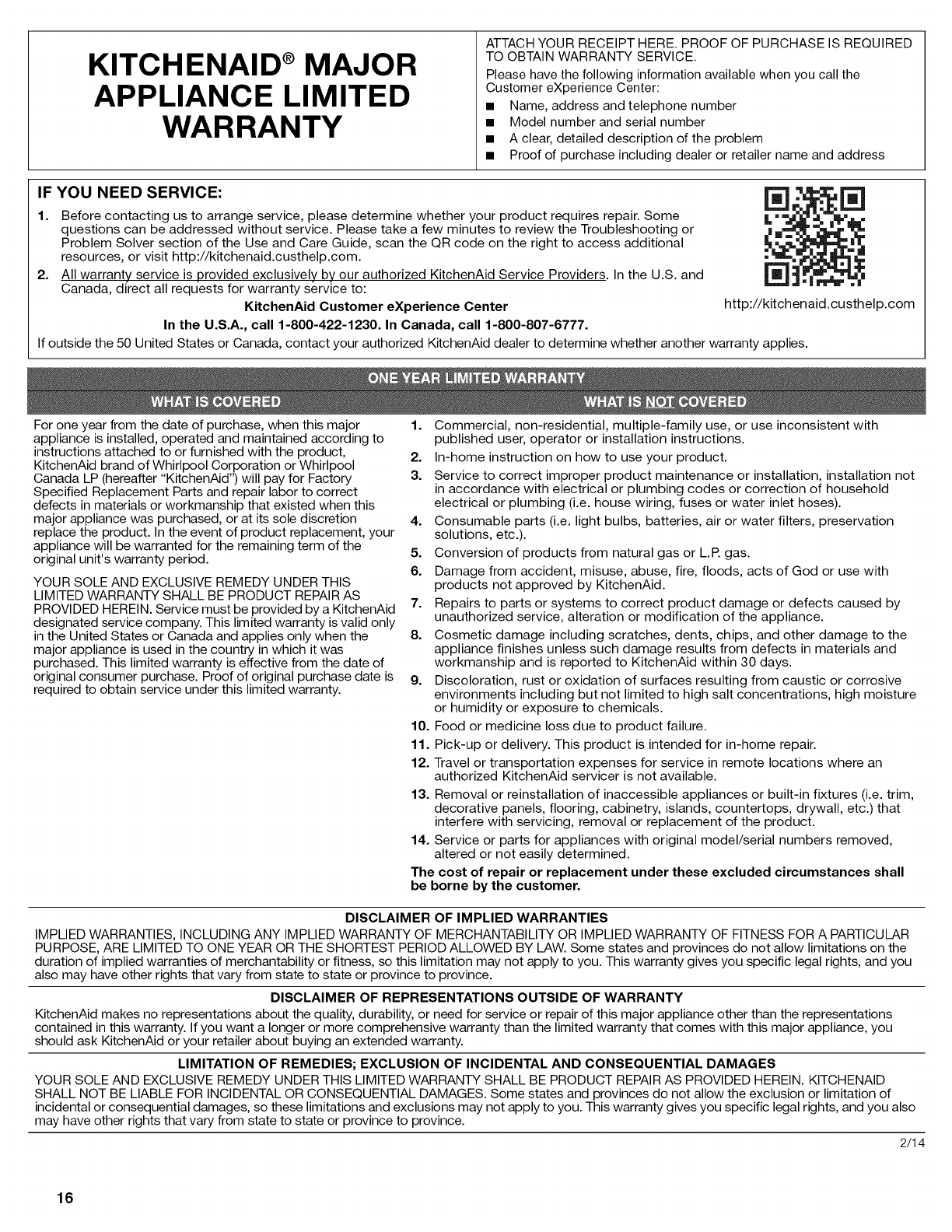 Kitchenaid Warranty Service Dandk Organizer