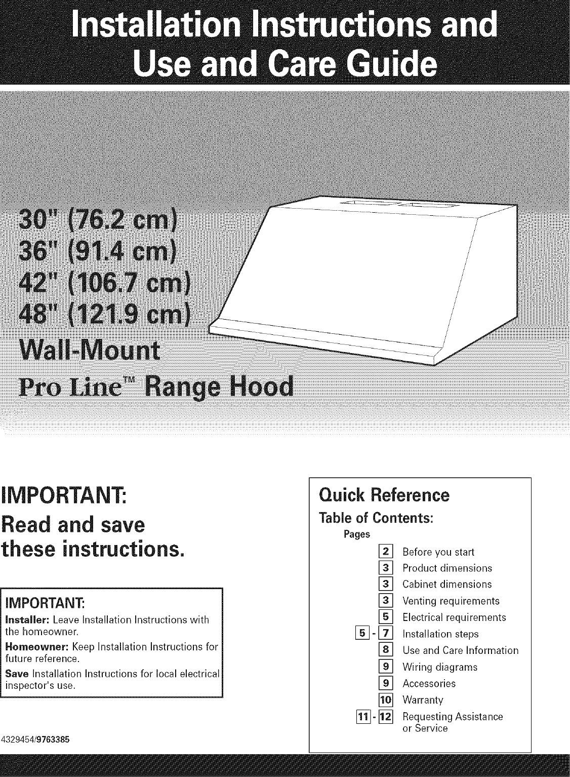 Kitchenaid KWCU300LSS1 User Manual RANGE HOOD Manuals And Guides L0605387