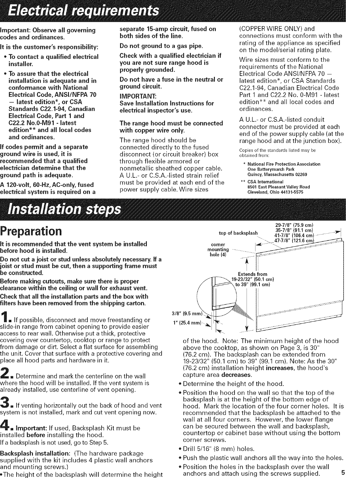 Page 5 of 12 - Kitchenaid KWCU300LSS1 User Manual  RANGE HOOD - Manuals And Guides L0605387