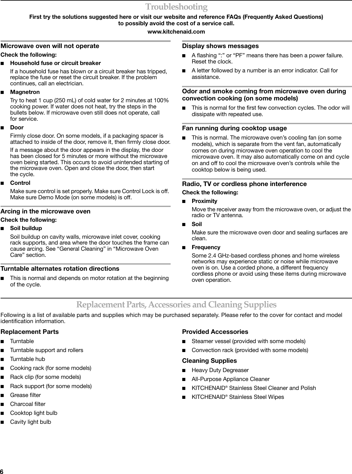 Page 6 of 8 - Kitchenaid Khms2040Bss-Use-And-Care W10272104A