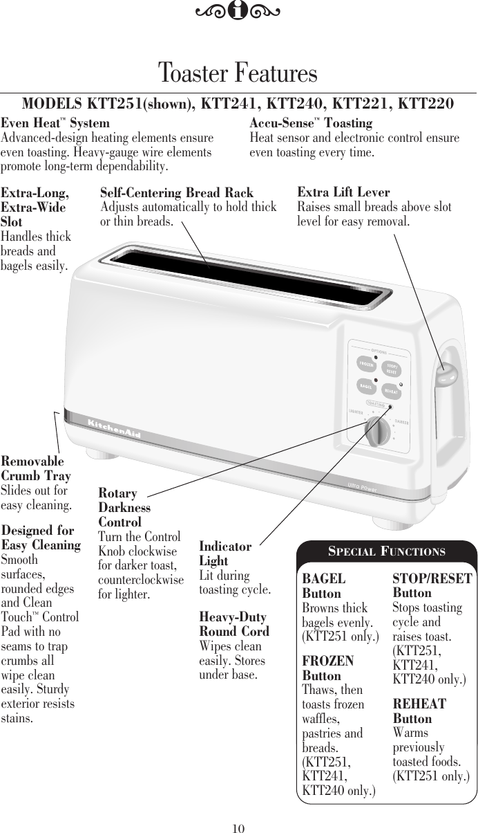 Page 10 of 12 - Kitchenaid Kitchenaid-Kitchenaid-Toaster-Ktt220-Users-Manual- 1305 ALLCombToast Eng U&C  Kitchenaid-kitchenaid-toaster-ktt220-users-manual