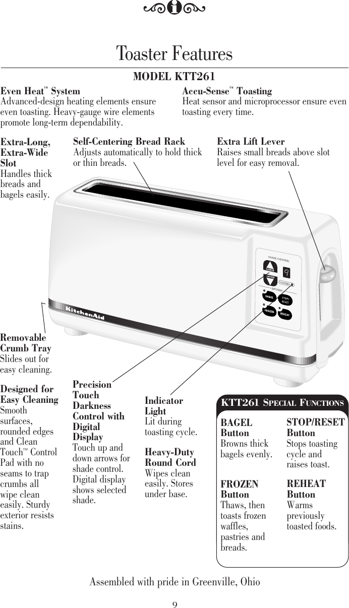 Page 9 of 12 - Kitchenaid Kitchenaid-Kitchenaid-Toaster-Ktt220-Users-Manual- 1305 ALLCombToast Eng U&C  Kitchenaid-kitchenaid-toaster-ktt220-users-manual