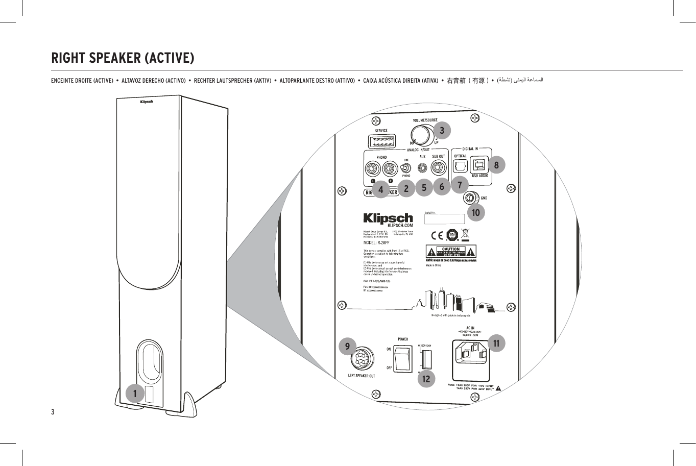 RIGHT SPEAKER (ACTIVE)ENCEINTE DROITE (ACTIVE)  &bull;  ALTAVOZ DERECHO (ACTIVO)  &bull;  RECHTER LAUTSPRECHER (AKTIV)  &bull;  ALTOPARLANTE DESTRO (ATTIVO)  &bull;  CAIXA AC&Uacute;STICA DIREITA (ATIVA)  &bull;  右音箱（有源）&bull;1627111238495103