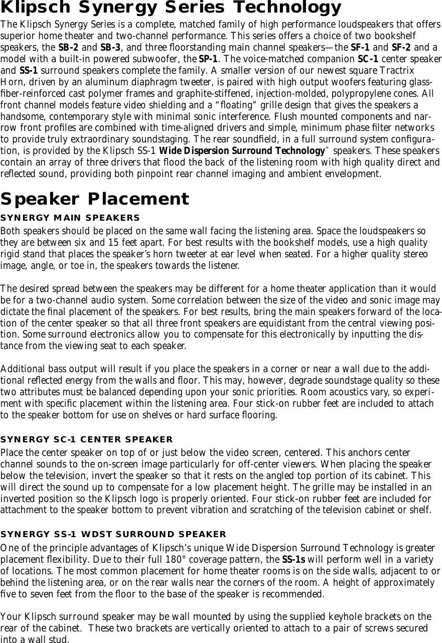 Page 12 of 12 - Klipsch Klipsch-Speaker-Sb-2-Users-Manual-  Klipsch-speaker-sb-2-users-manual