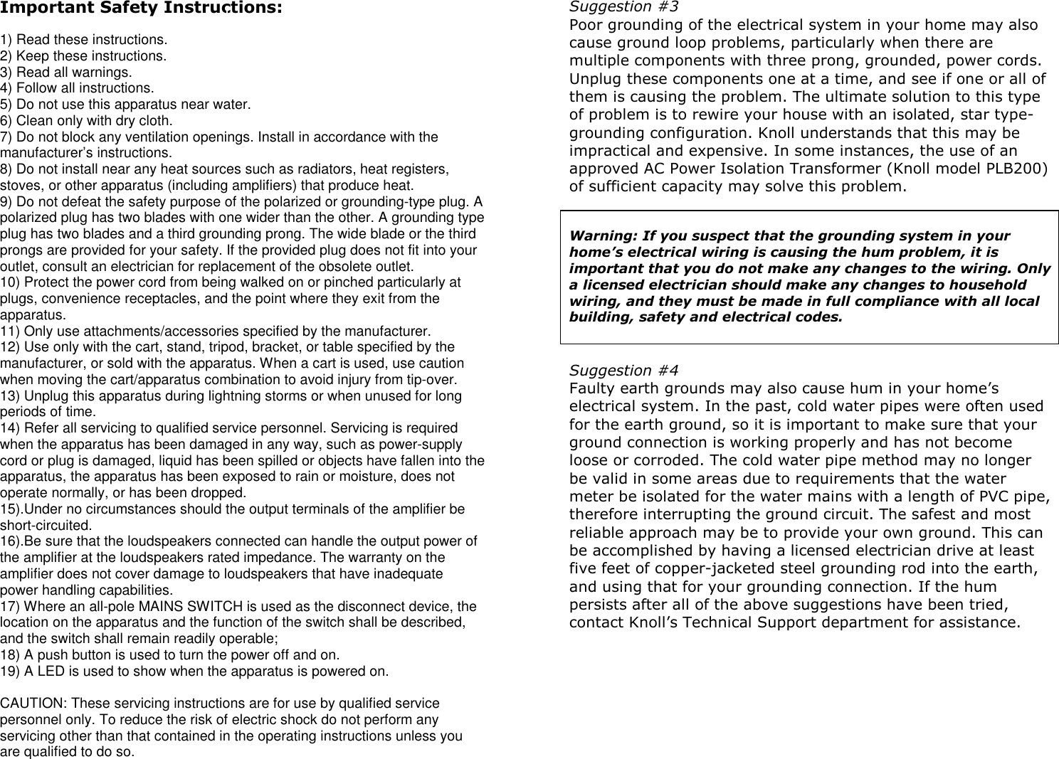 Page 2 of 8 - Knoll Knoll-Knoll-Stereo-Amplifier-21K-Users-Manual 21k Manual